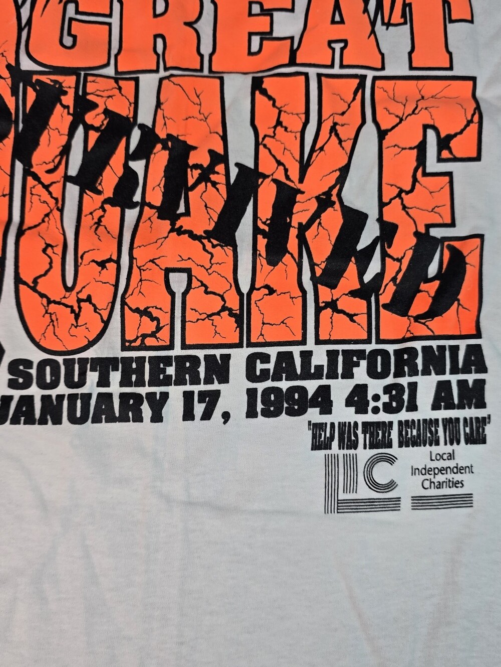 VTG NWOT Survived 6.6 Great Quake California 90s Single Stitched Shirt Lg - Picture 4 of 8